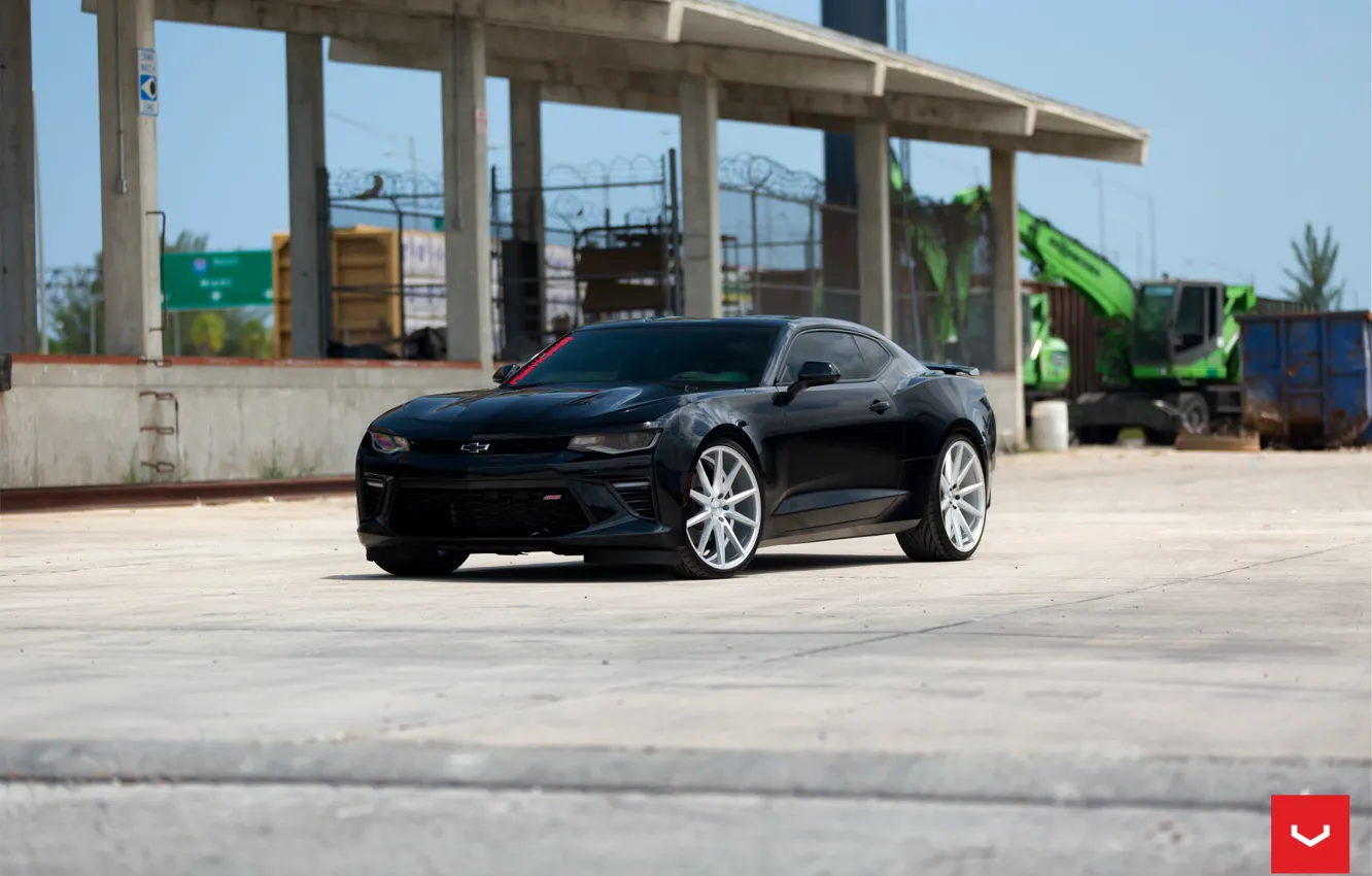 Photo wallpaper Chevrolet, Camaro, Silver, Vossen Wheels, VFS-1