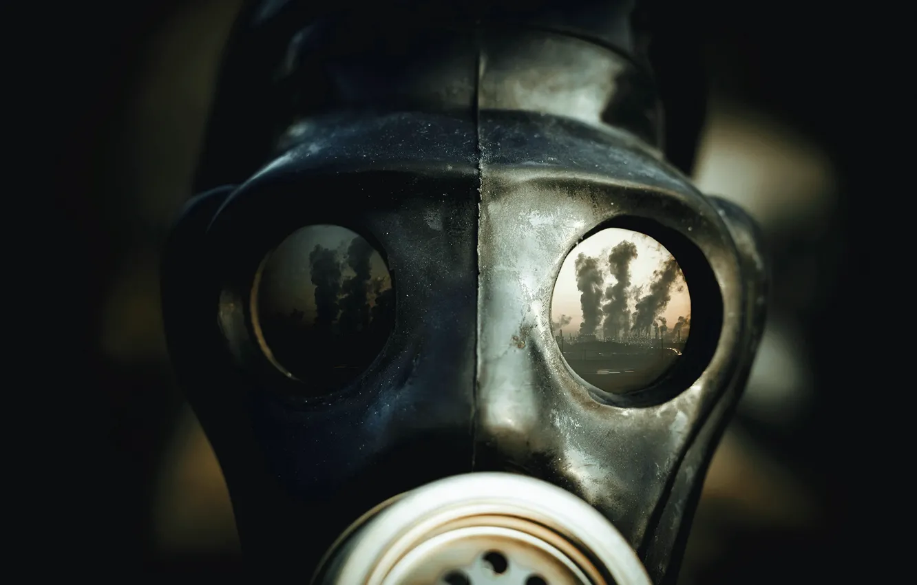 Photo wallpaper macro, background, gas mask
