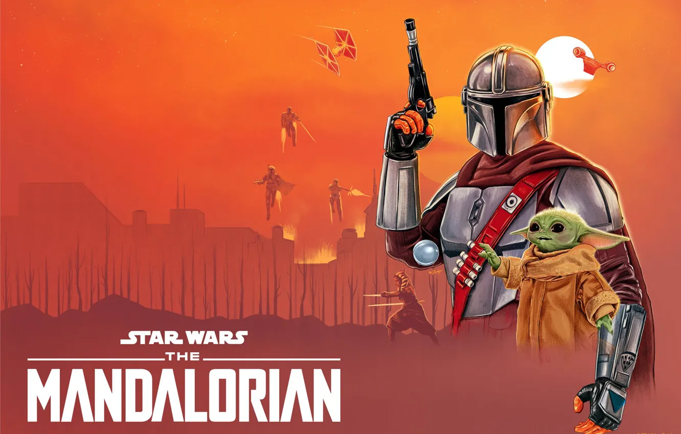 Photo wallpaper the film, star wars, Concept Art, Ahsoka, Mandalore, The Mandalorian, Grog, unique illustration