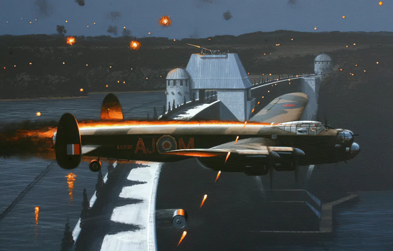 Photo wallpaper bomber, art, airplane, painting, aviation, WW2