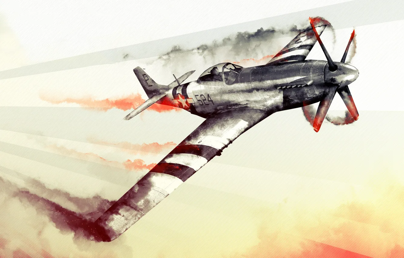 Photo wallpaper aviation, the second world war, War Thunder, P51, World of Planes