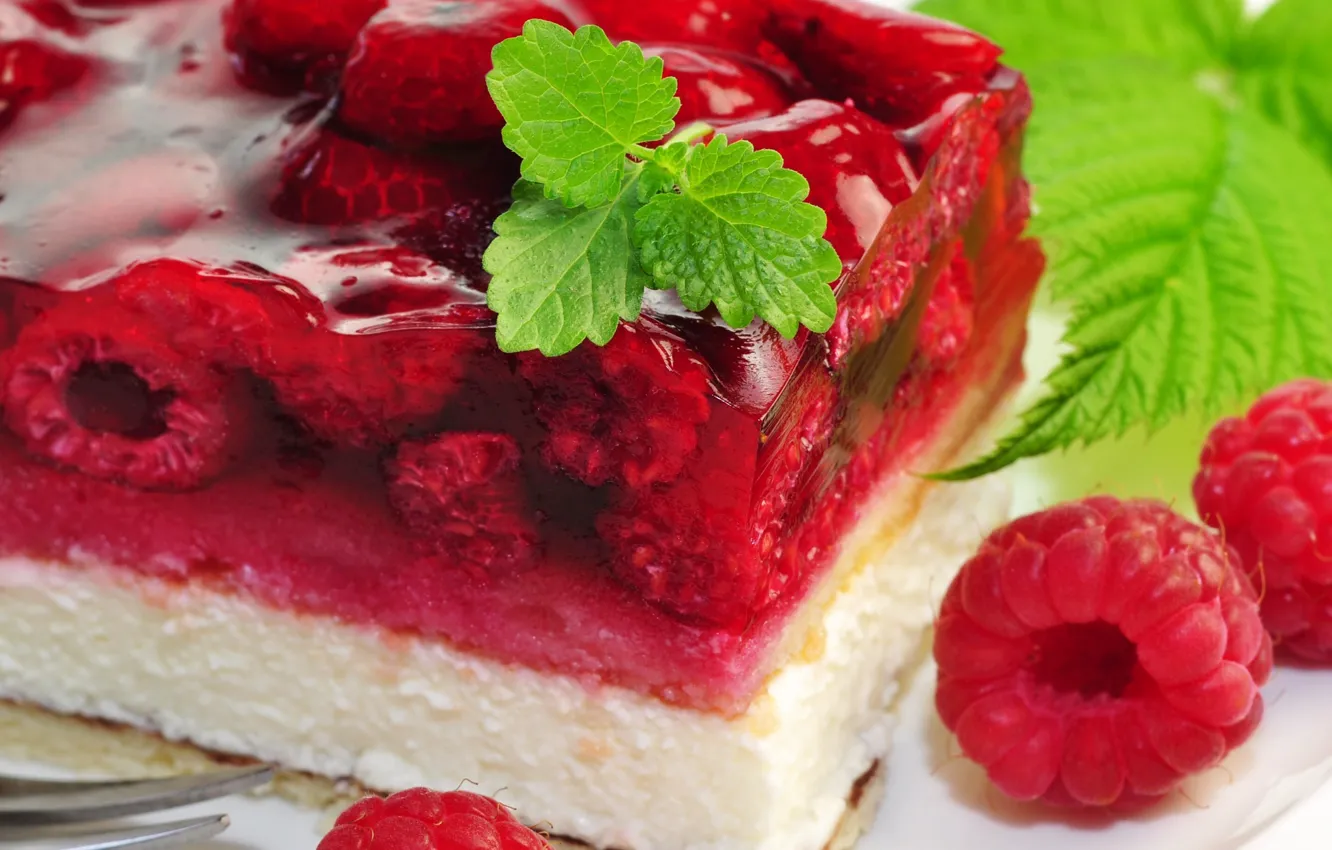 Photo wallpaper raspberry, food, cake, cake, cake, cream, dessert, food