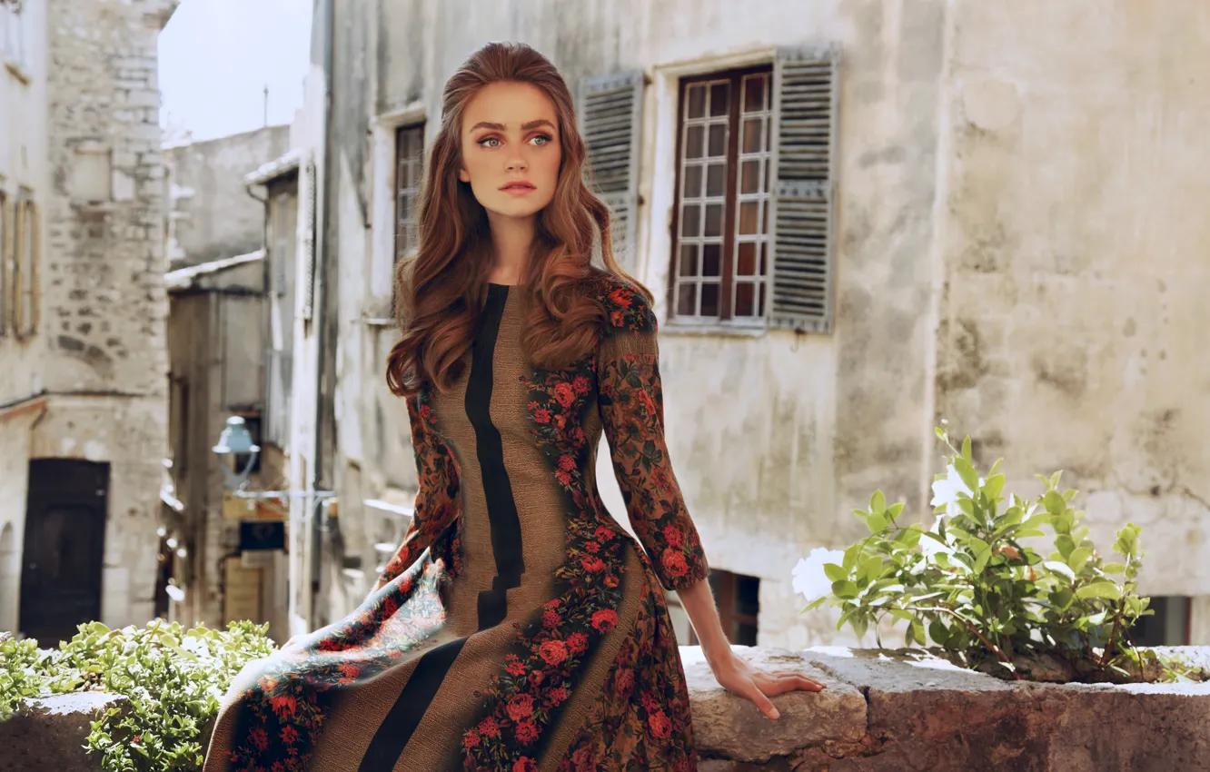 Photo wallpaper look, girl, dress, curls