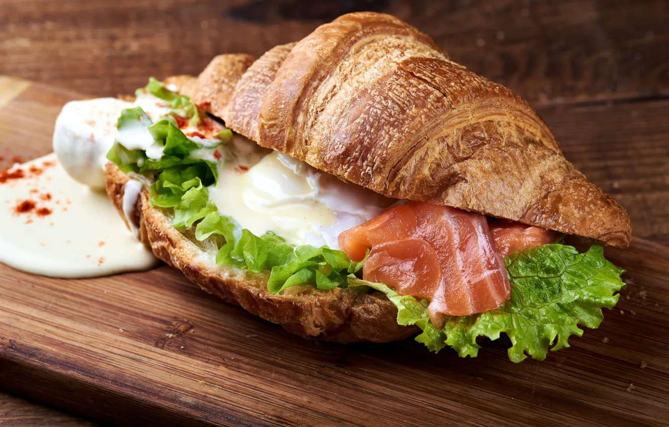Photo wallpaper meat, sauce, sandwich, filling, croissant