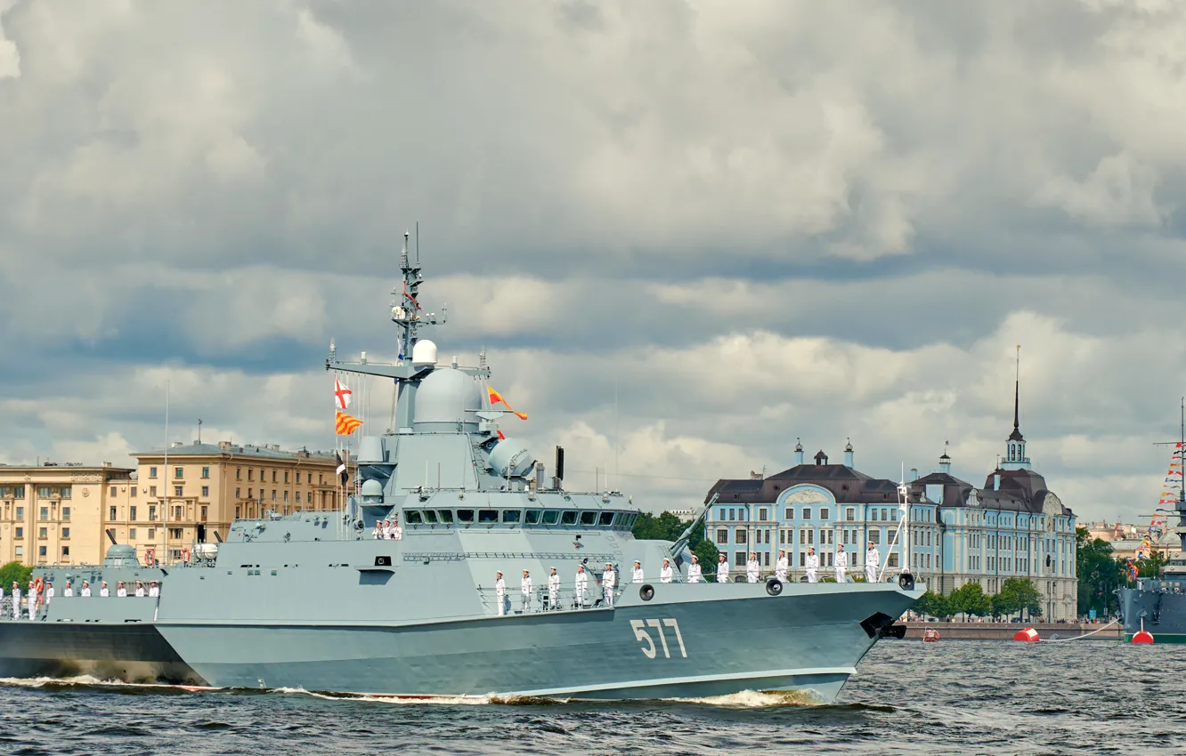 Photo wallpaper parade, small missile ship, Sovetsk