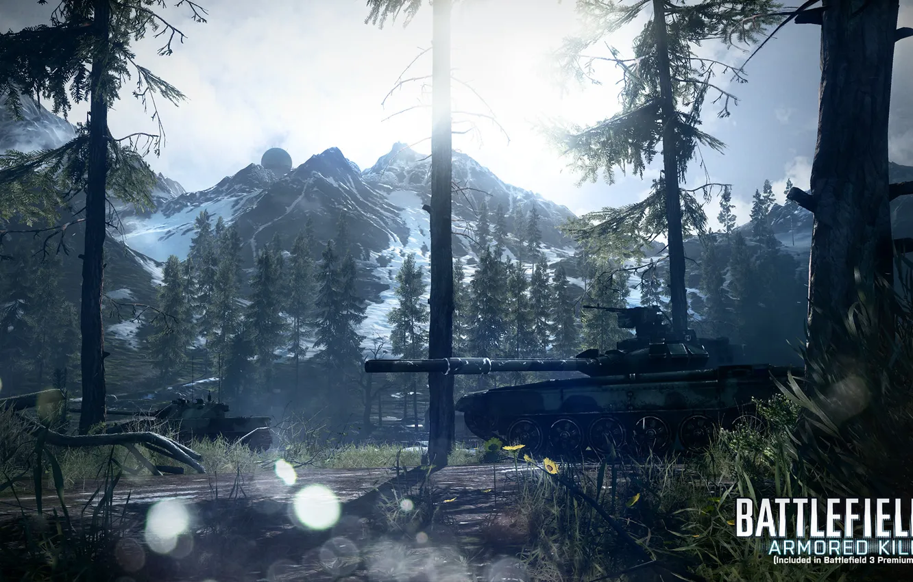 Photo wallpaper forest, mountains, tanks, Battlefield 3, premium, armored kill
