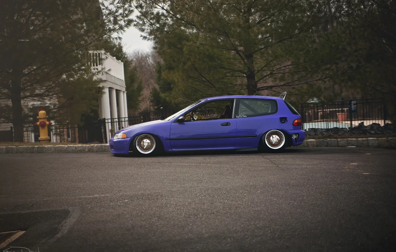 Photo wallpaper Honda, purple, Honda Civic, civici, stance. tuning