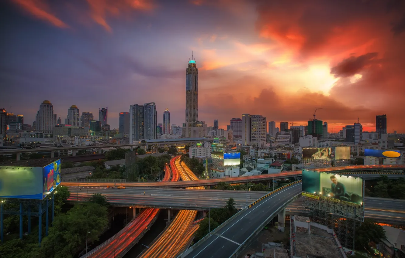 Photo wallpaper clouds, the city, Thailand, Bangkok