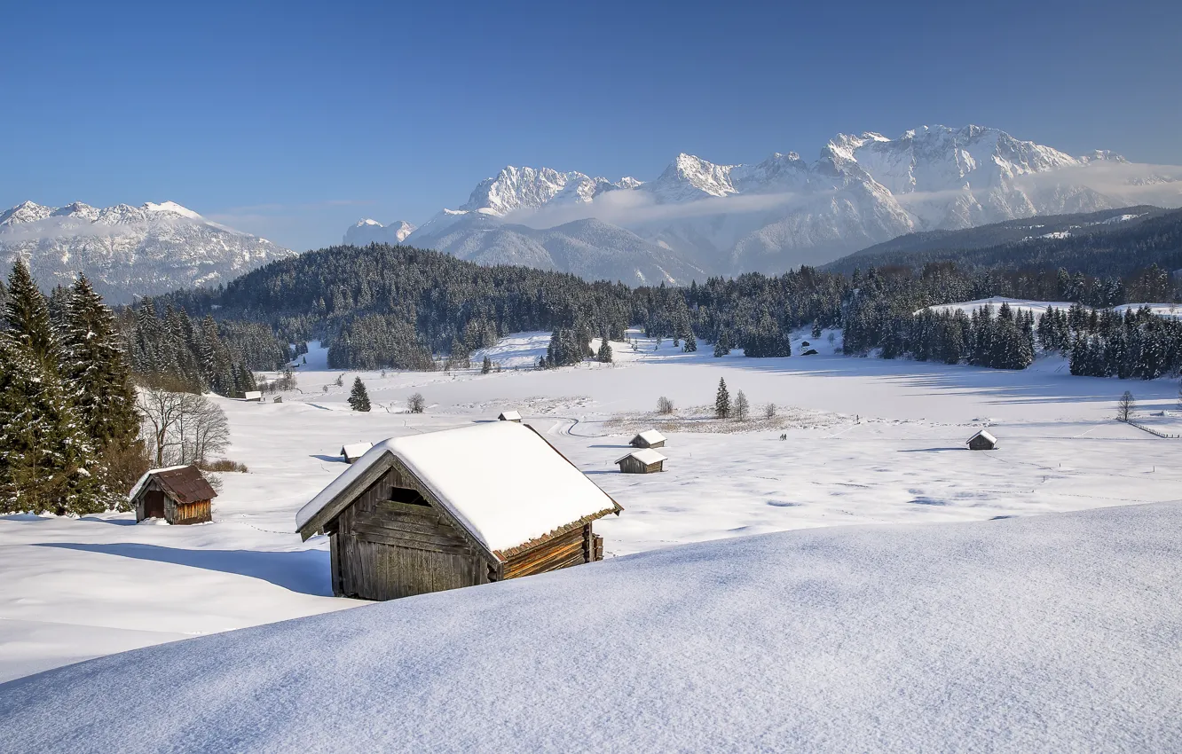 Photo wallpaper house, Germany, winter, Bavaria
