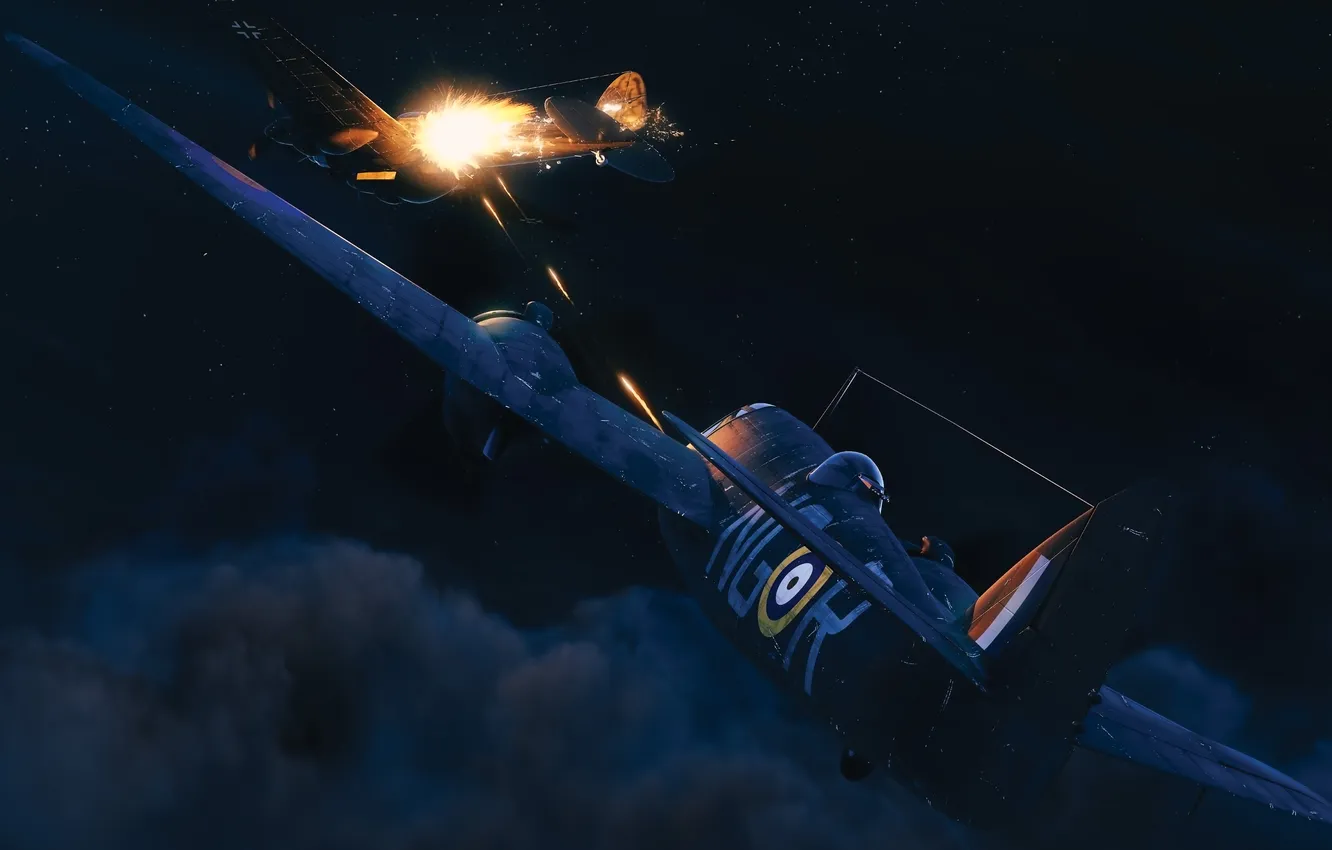 Photo wallpaper Bristol Beaufighter, UK, Heavy fighter, Night fighter-interceptor, Night battle
