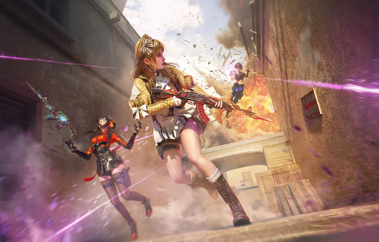 Photo wallpaper the game, game, panic, shootout, characters, the fire, Girls with guns, Crossfire