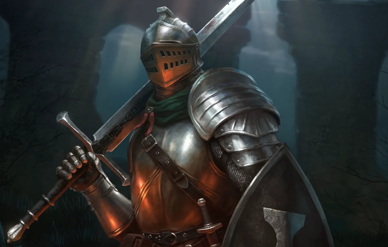 Photo wallpaper armor, helmet, knight, Dark Souls