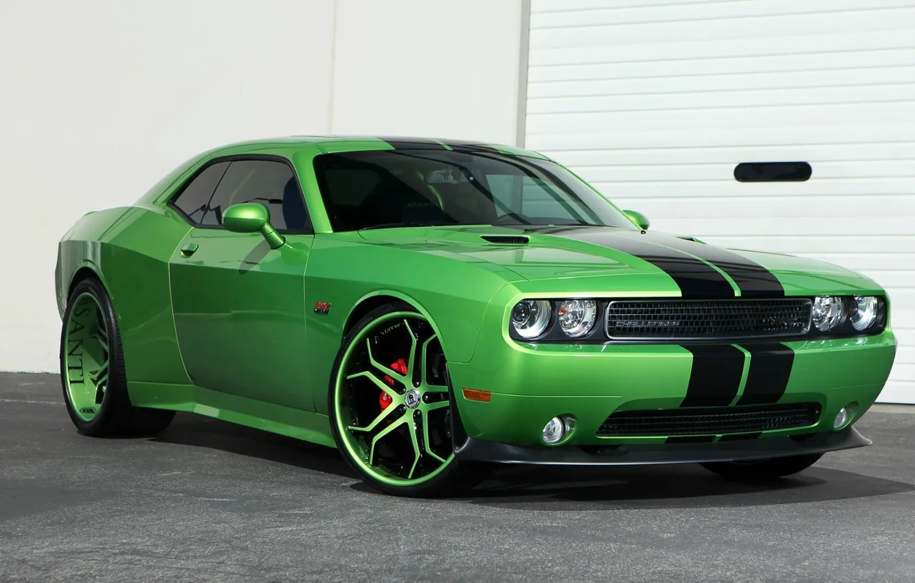 Photo wallpaper green, Dodge, Challenger