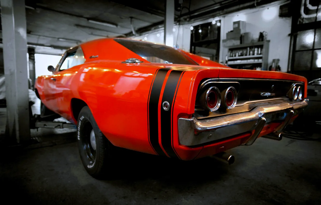 Photo wallpaper garage, dodge, charger