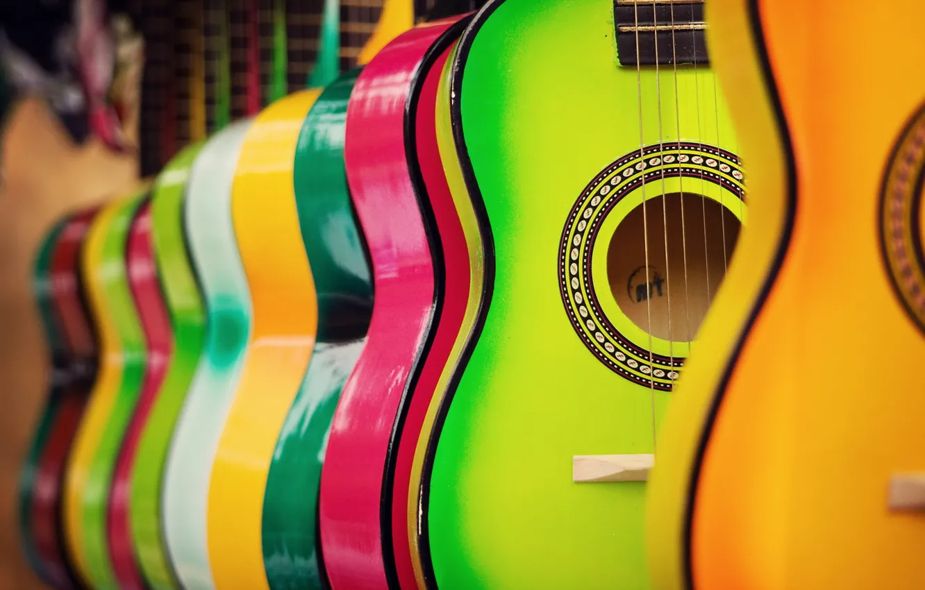 Photo wallpaper macro, music, guitar