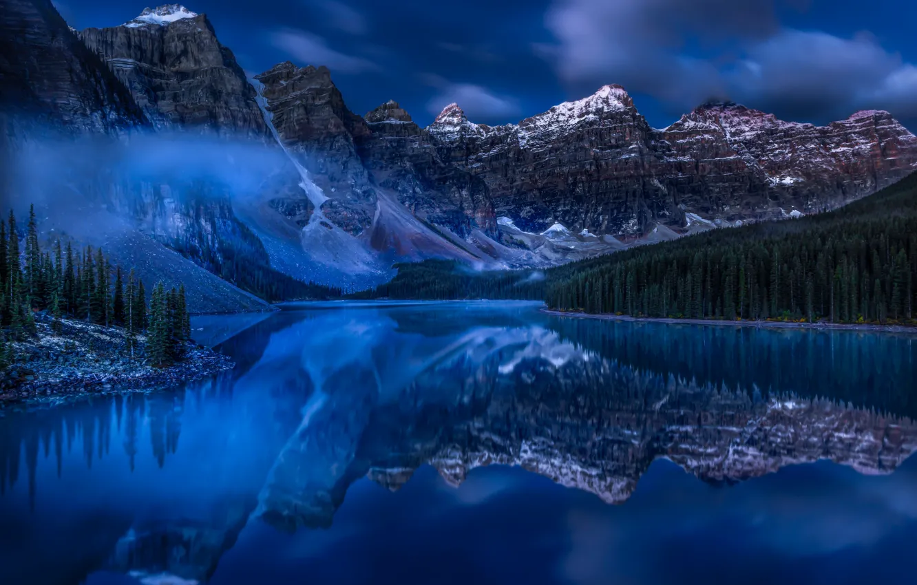 Photo wallpaper forest, lake, reflection, Canada, Albert, Banff National Park, Alberta, Canada