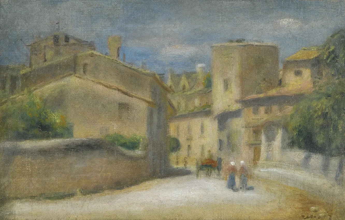 Photo wallpaper picture, the urban landscape, 1905, Pierre Auguste Renoir, Pierre Auguste Renoir, Street in Villeneuve-Les-Avignon