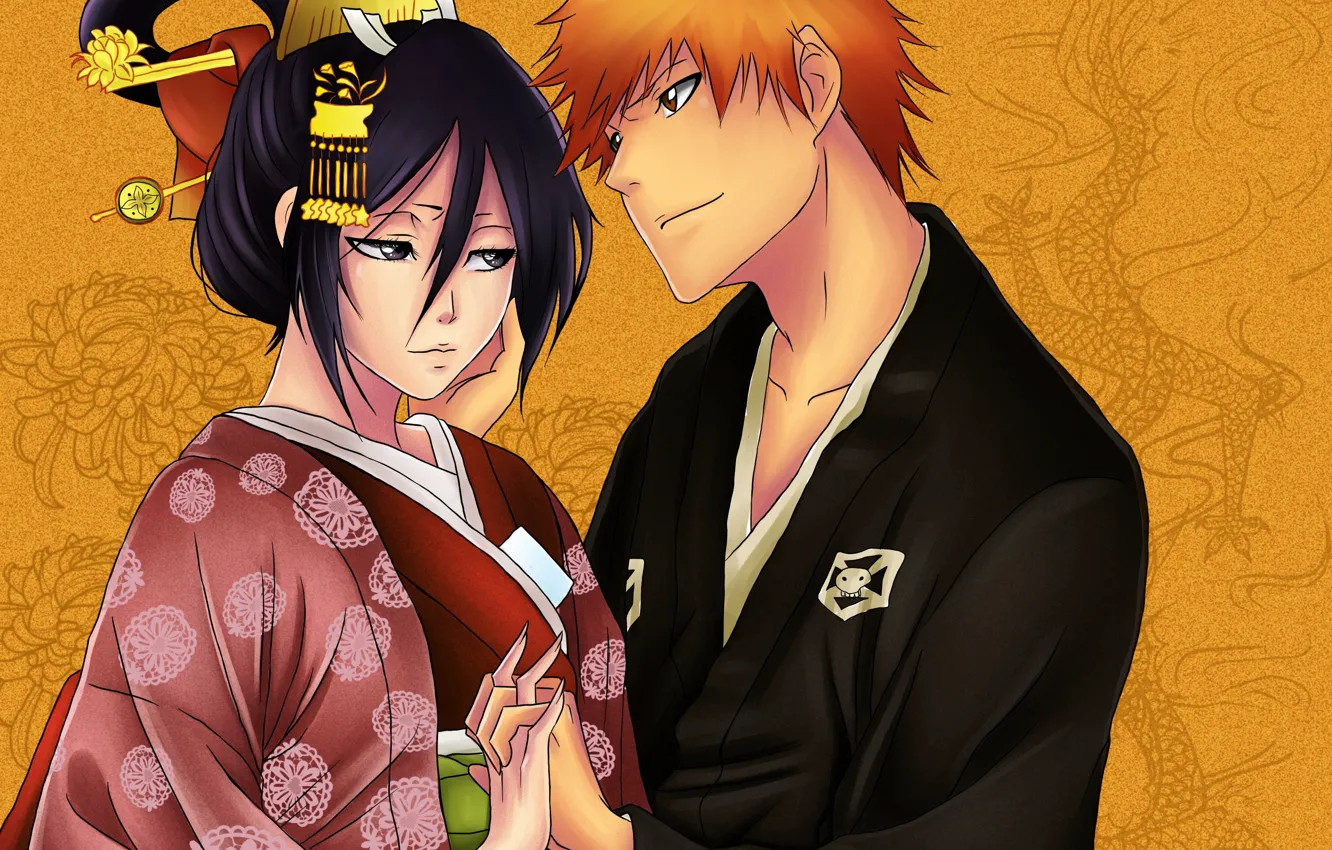 Photo wallpaper romance, Bleach, Bleach, kuchiki Rukia, Kurosaki Ichigo