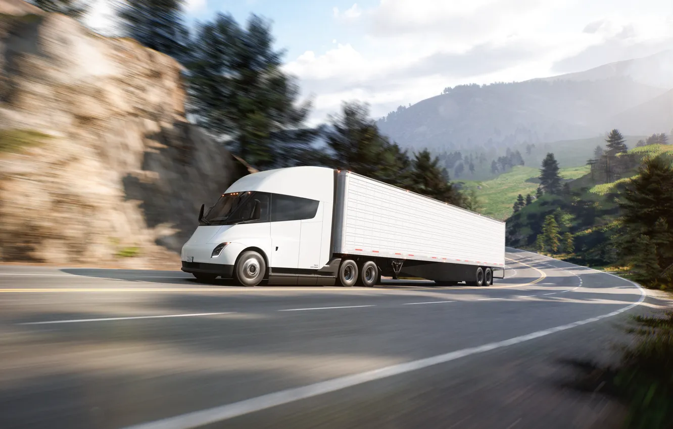 Photo wallpaper Tesla, semi truck, 2022, Electric Vehicle