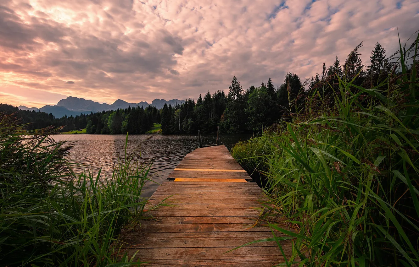 Photo wallpaper Germany, lake, Bavarian Alps, broken Gate