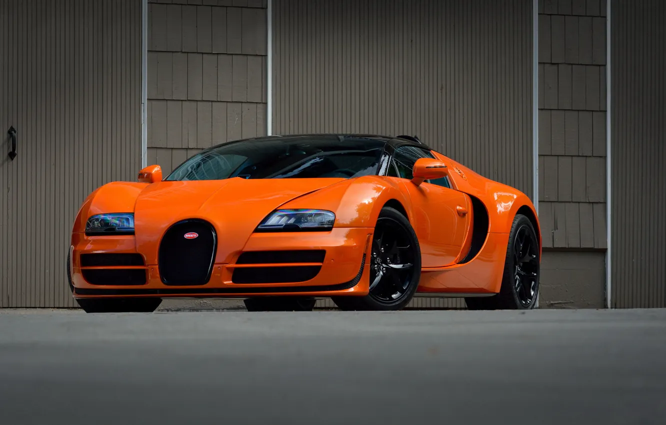 Photo wallpaper Bugatti, veyron, sport, super, orange