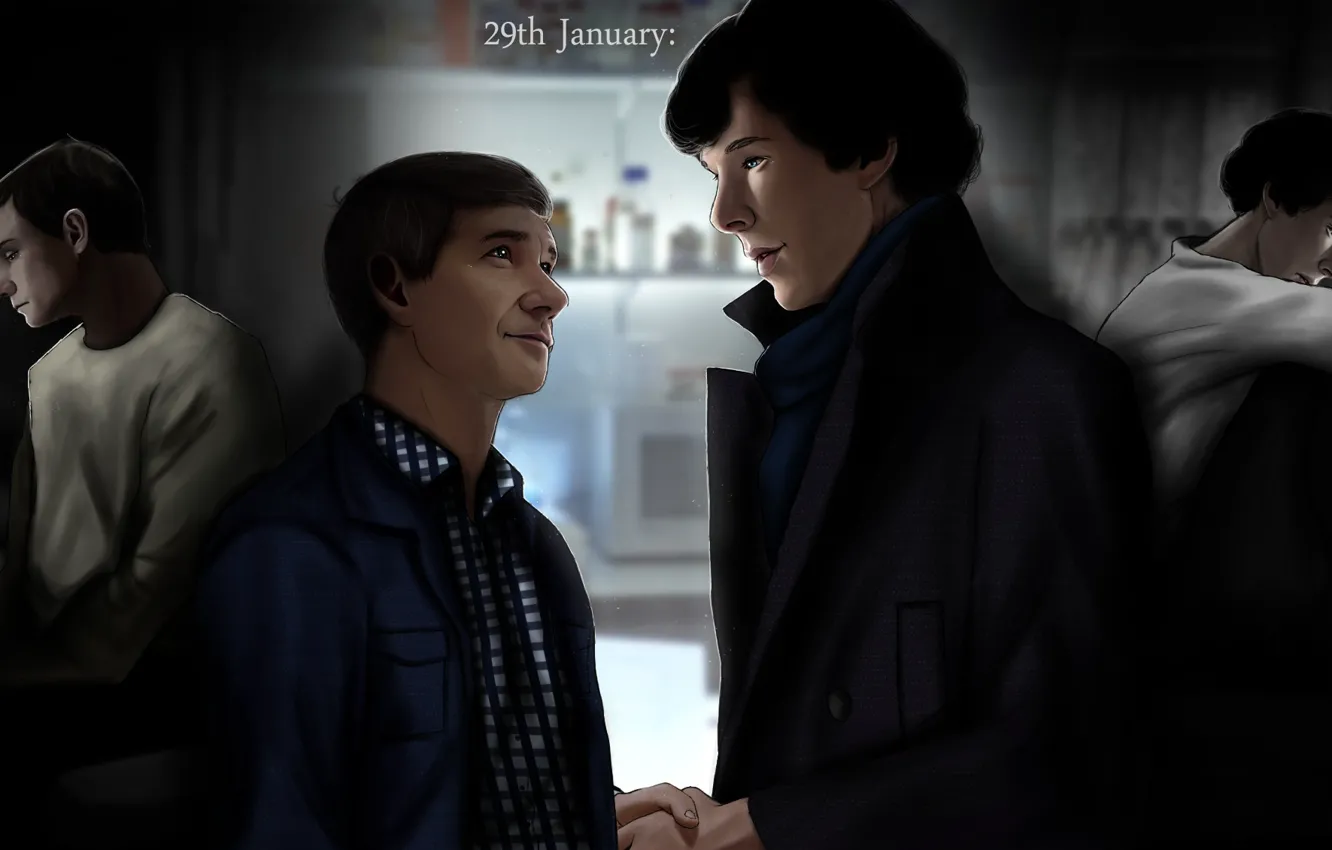 Photo wallpaper Martin Freeman, Benedict Cumberbatch, Sherlock, Sherlock BBC, Sherlock Holmes, John Watson, Sherlock (TV series), by …