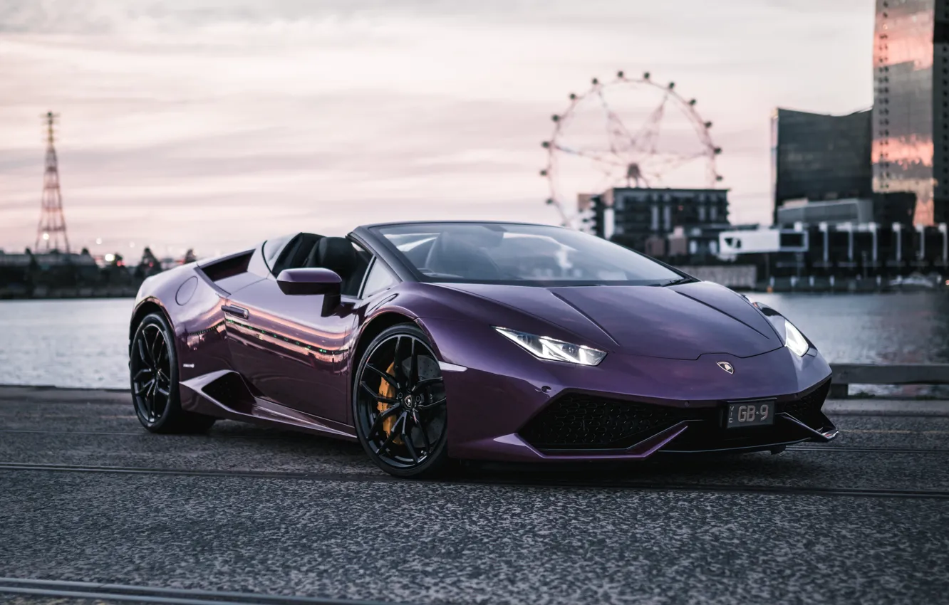Photo wallpaper Lamborghini, supercar, Spyder, 2018, purple, Huracan