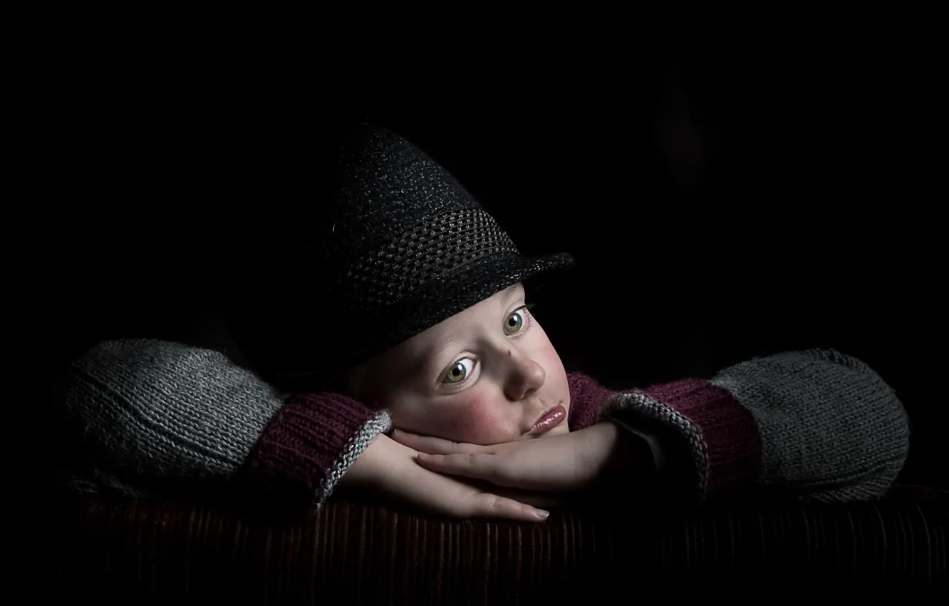 Photo wallpaper portrait, hat, boy