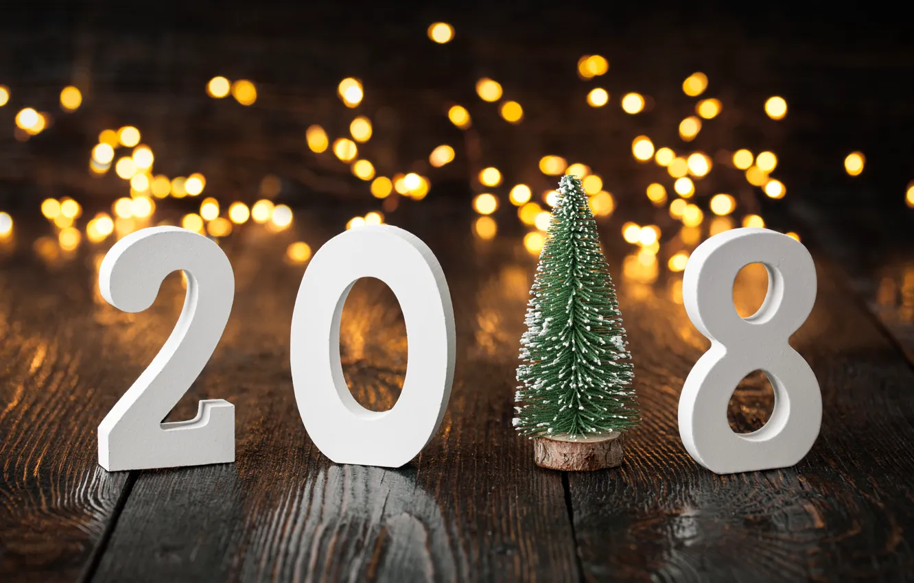 Photo wallpaper holiday, tree, New year, herringbone, 2018, New Year
