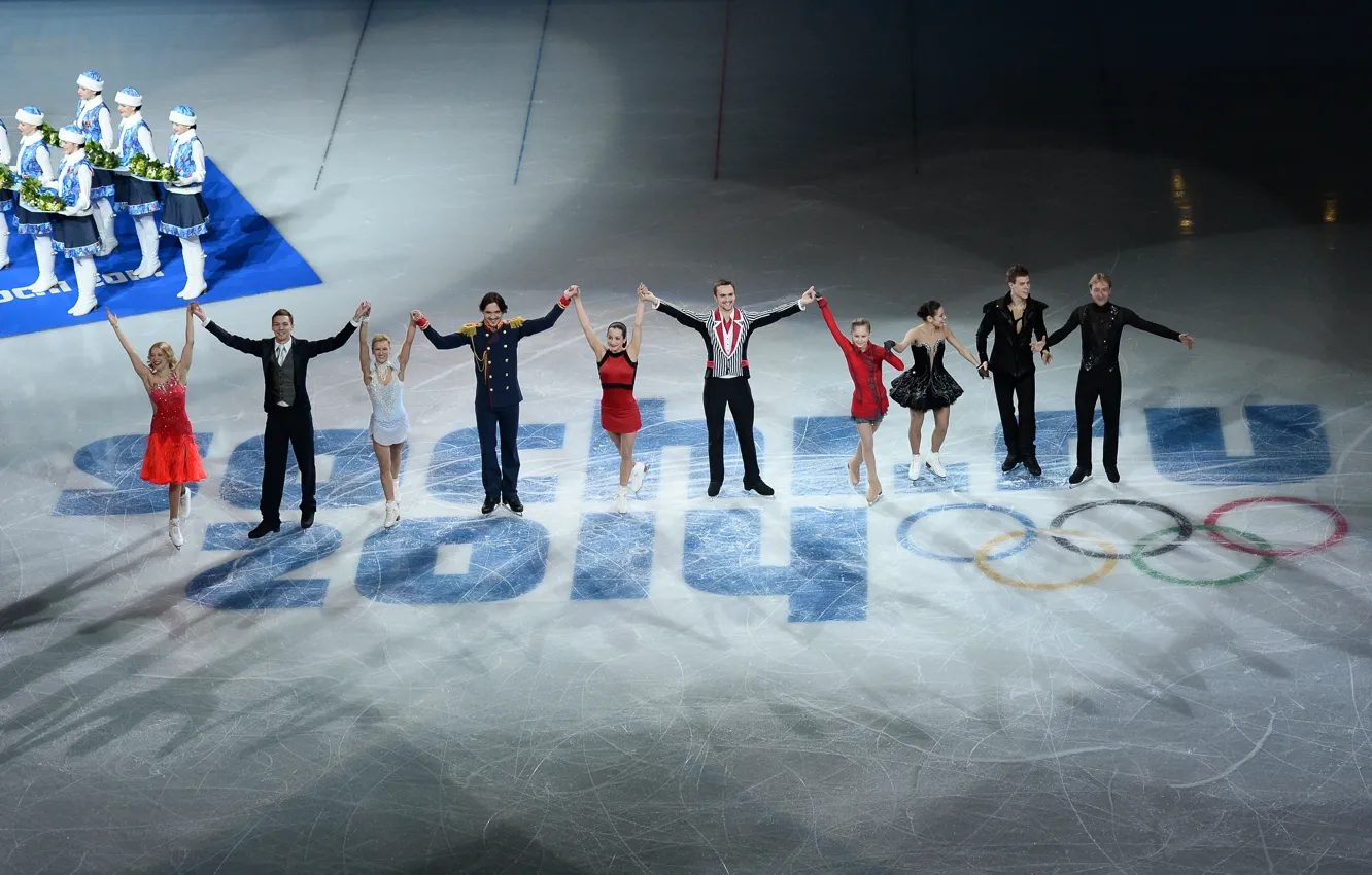 Photo wallpaper victory, Russia, Sochi 2014, Ksenia Stolbova, Maxim Trankov, Dmitry Solovyov, Nikita Katsalapov, The XXII Winter …