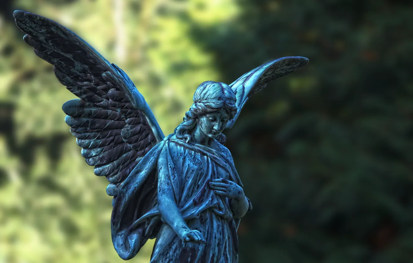 Photo wallpaper wings, angel, statue