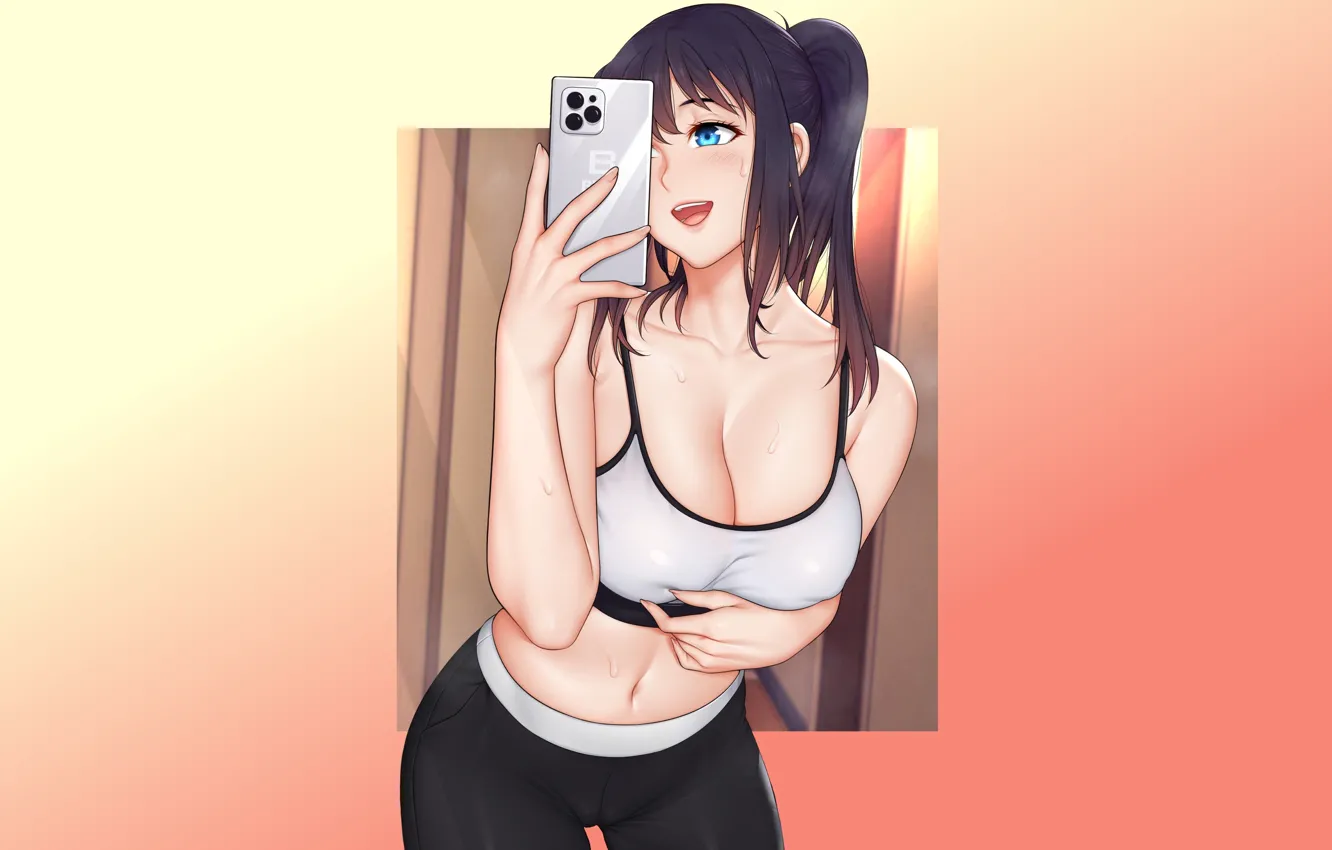 Photo wallpaper girl, hot, sexy, boobs, anime, exercise, babe, sports