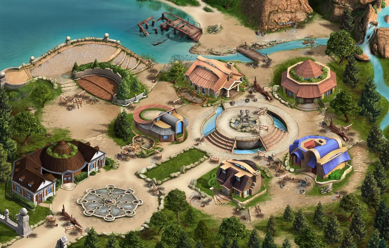 Photo wallpaper summer, nature, house, settlement