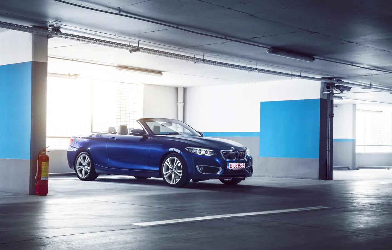 Photo wallpaper BMW, German, Car, Blue, Cabriolet, Garage, 220D