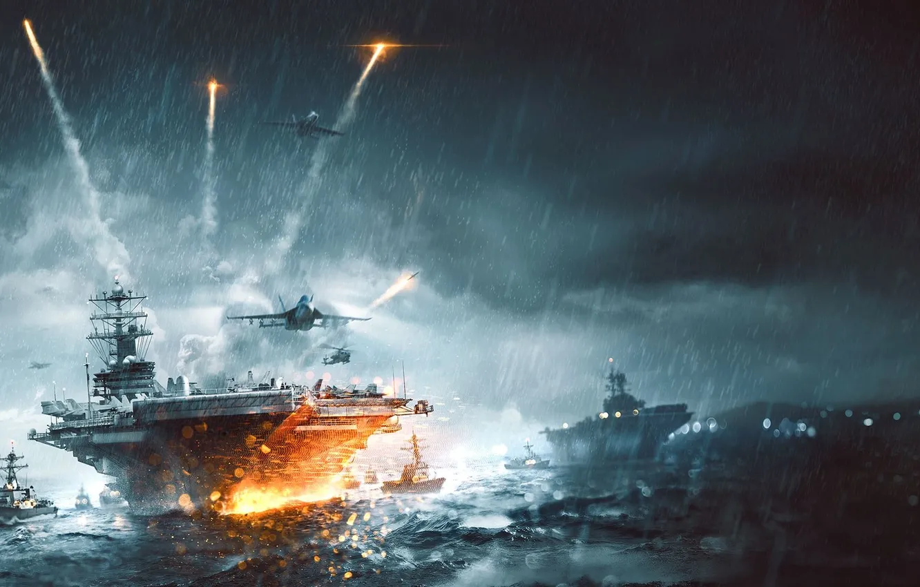 Photo wallpaper military, war, ship, Electronic Arts, Battlefield 4, Warship, Naval Strike, jet fighter