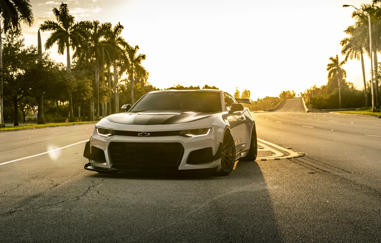 Photo wallpaper camaro, chevrolet, road, zl1