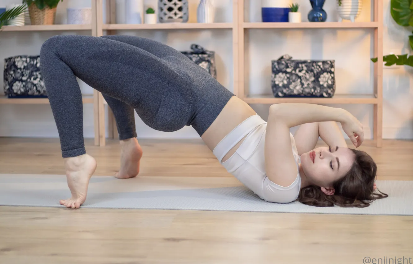 Photo wallpaper girl, beautiful, sports, yoga