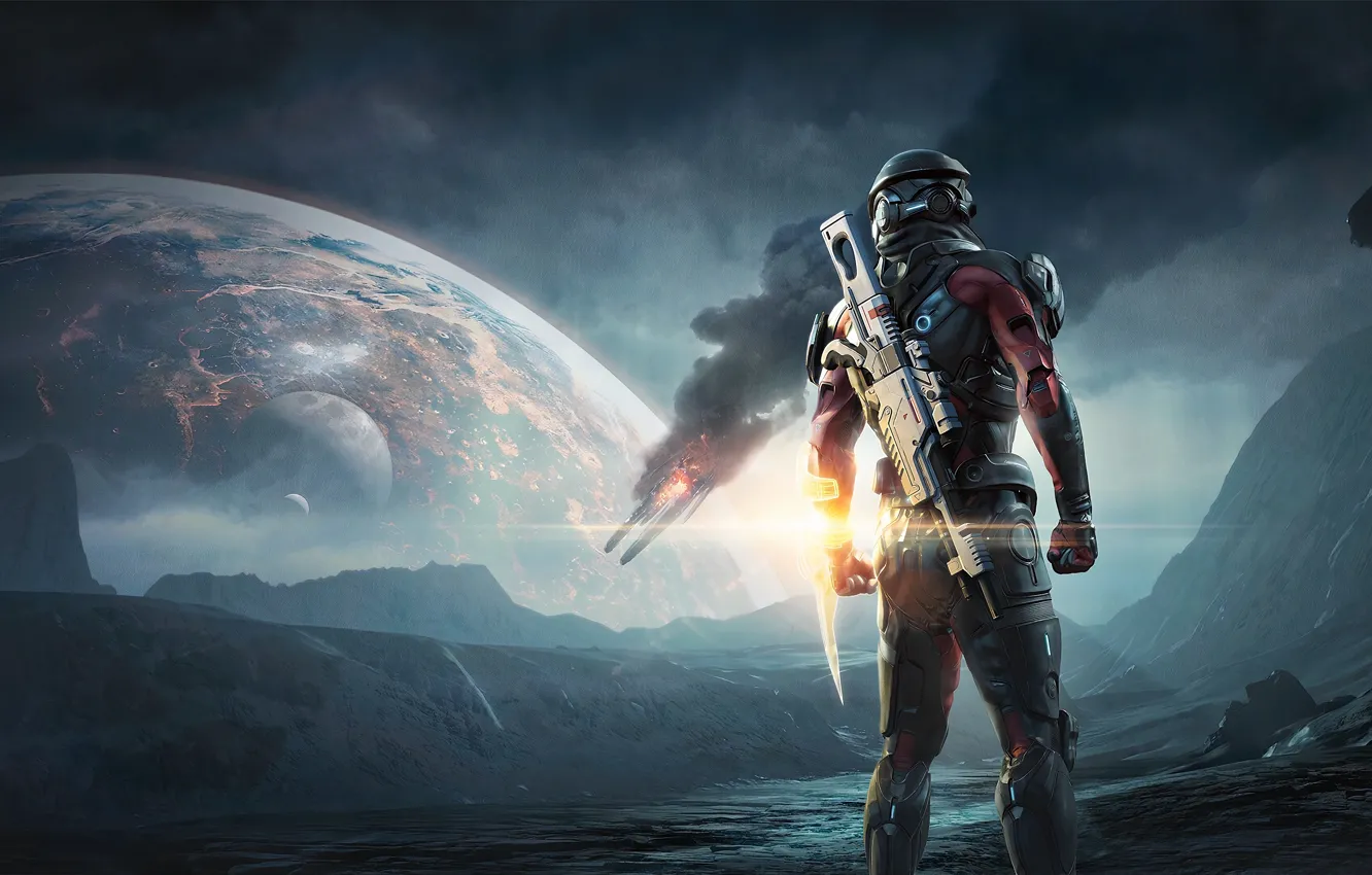 Photo wallpaper planet, soldiers, Mass Effect, Mass Effect: Andromeda