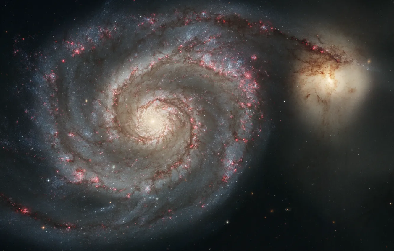 Photo wallpaper Hubble, Spiral galaxy, Whirlpool Galaxy, Messier 51