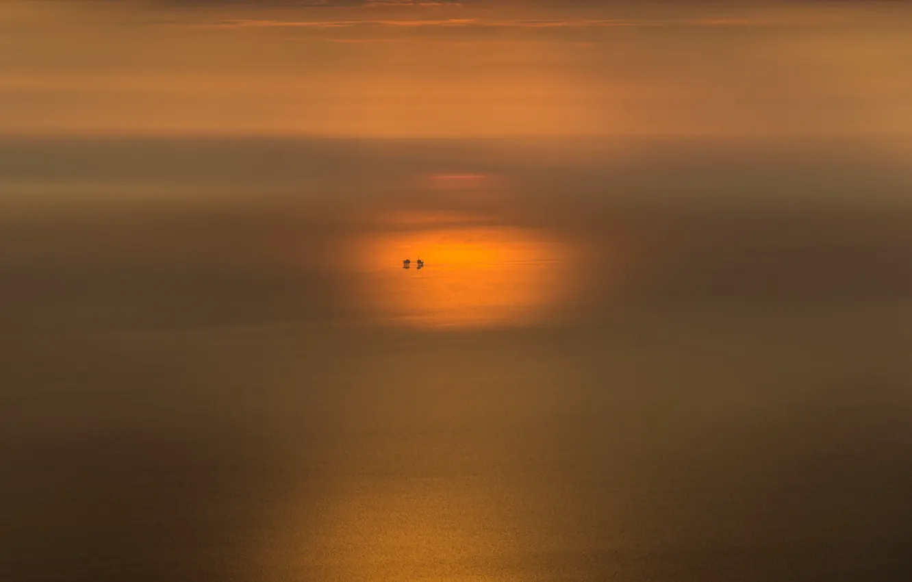 Photo wallpaper sea, sunset, minimalism