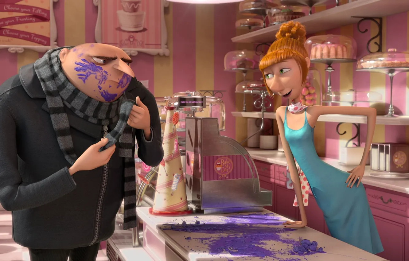 Photo wallpaper cartoon, Lucy, Despicable Me 2, GRU