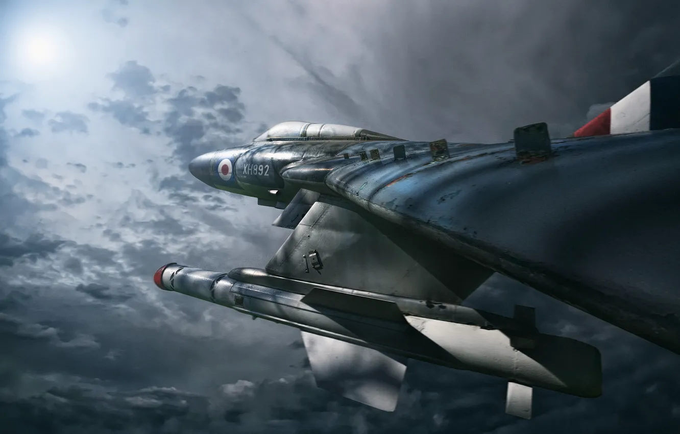 Photo wallpaper photoshop, composite, Night Hunter, Gloster Javelin FAW.9R