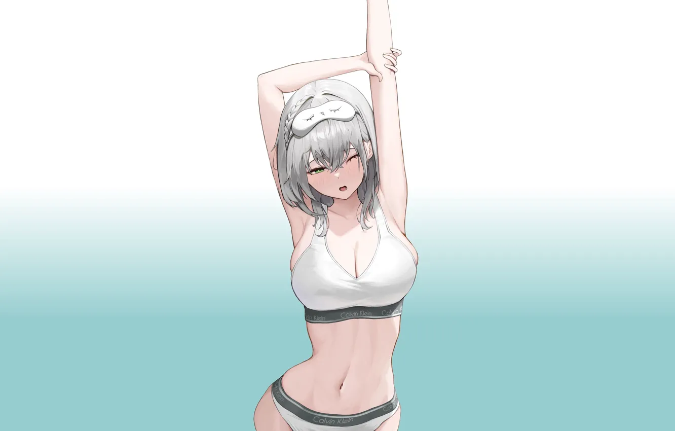 Photo wallpaper girl, hot, sexy, Stretch, boobs, anime, short hair, pretty