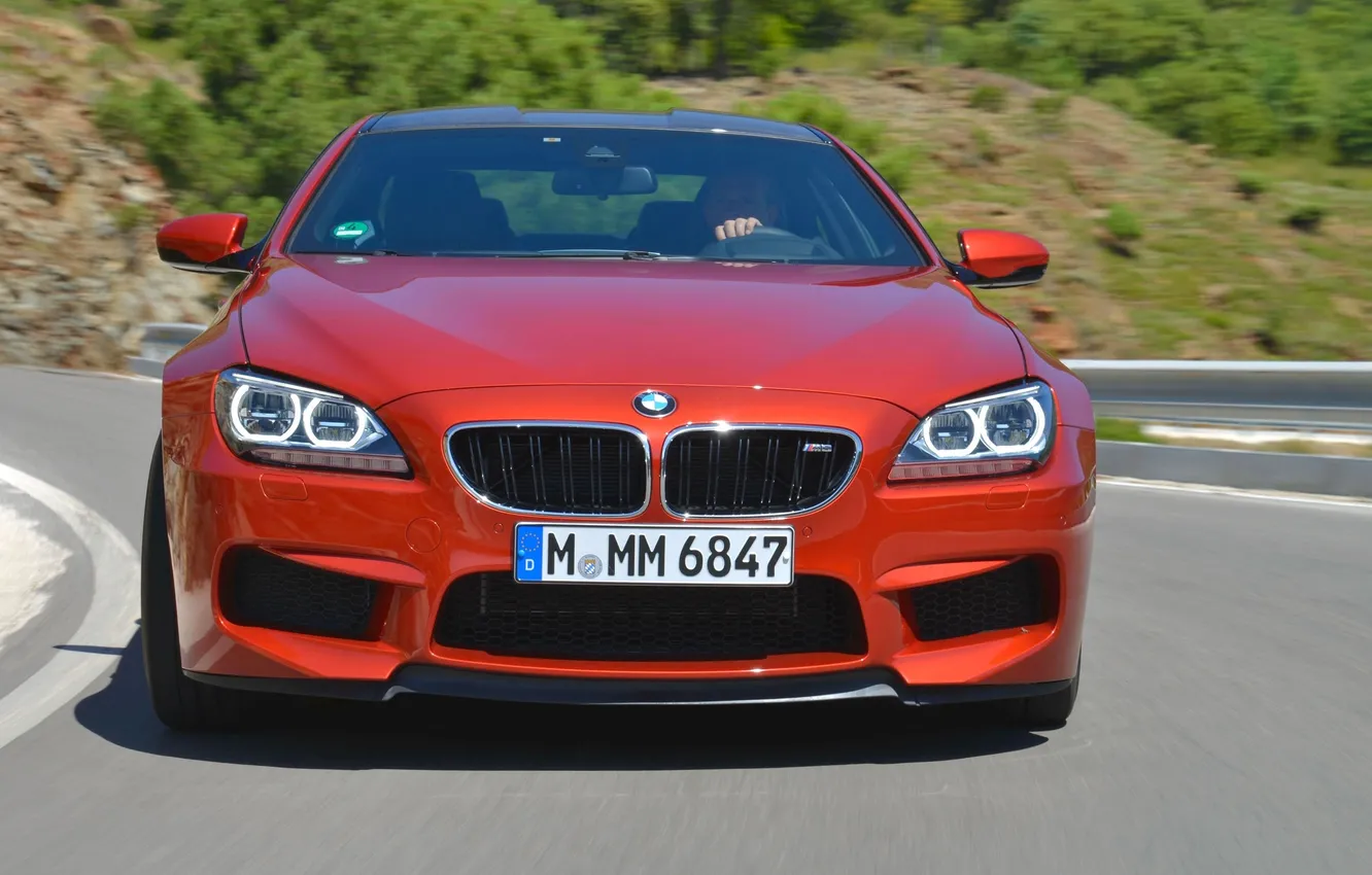 Photo wallpaper auto, orange, lights, BMW, room, BMW, grille, The hood