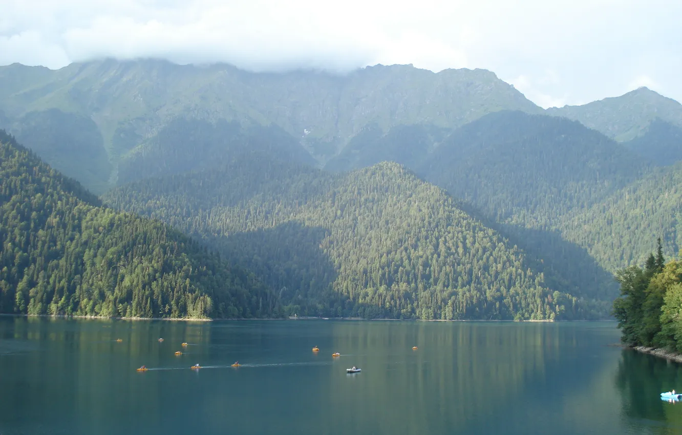 Photo wallpaper water, mountains, lake