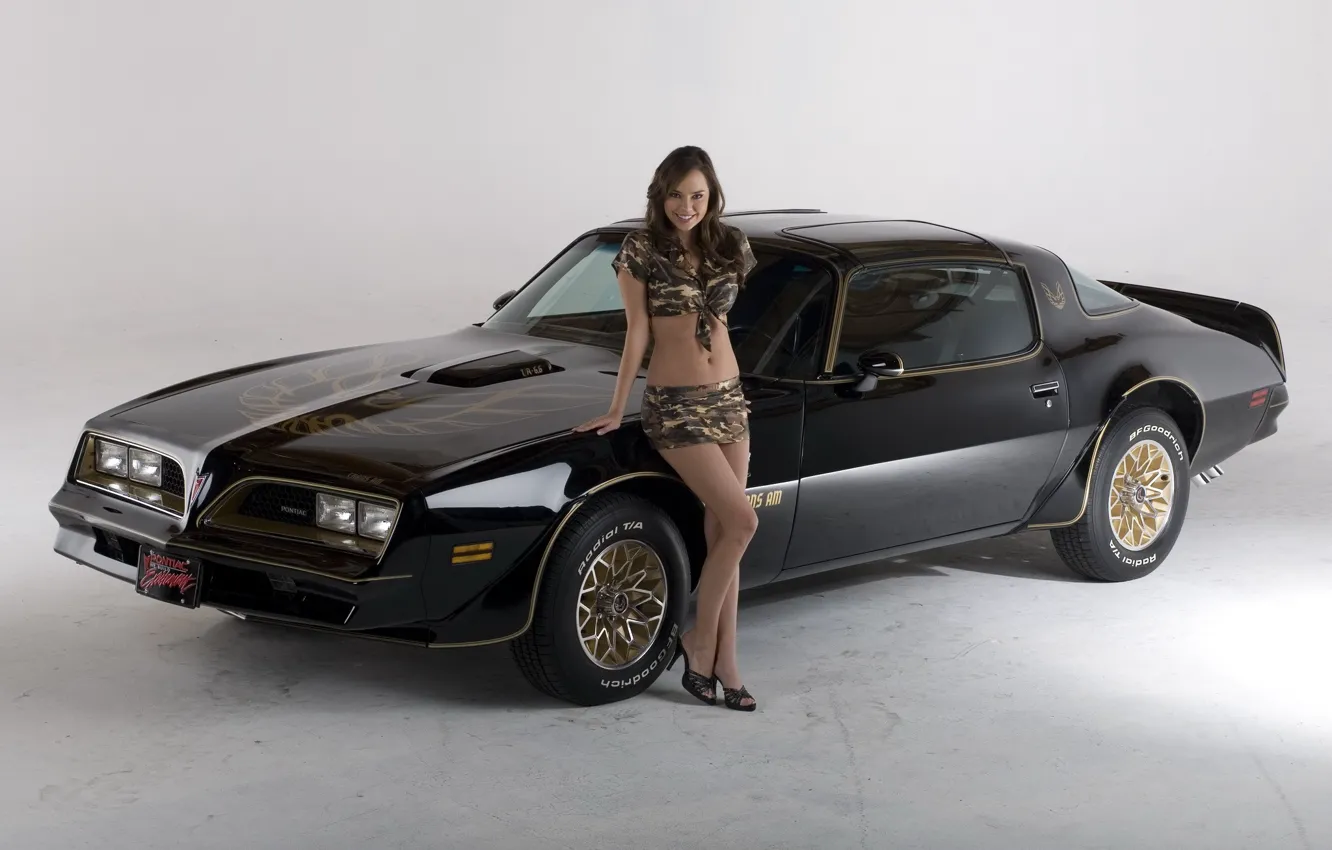 Photo wallpaper look, girl, smile, white background, dark cars