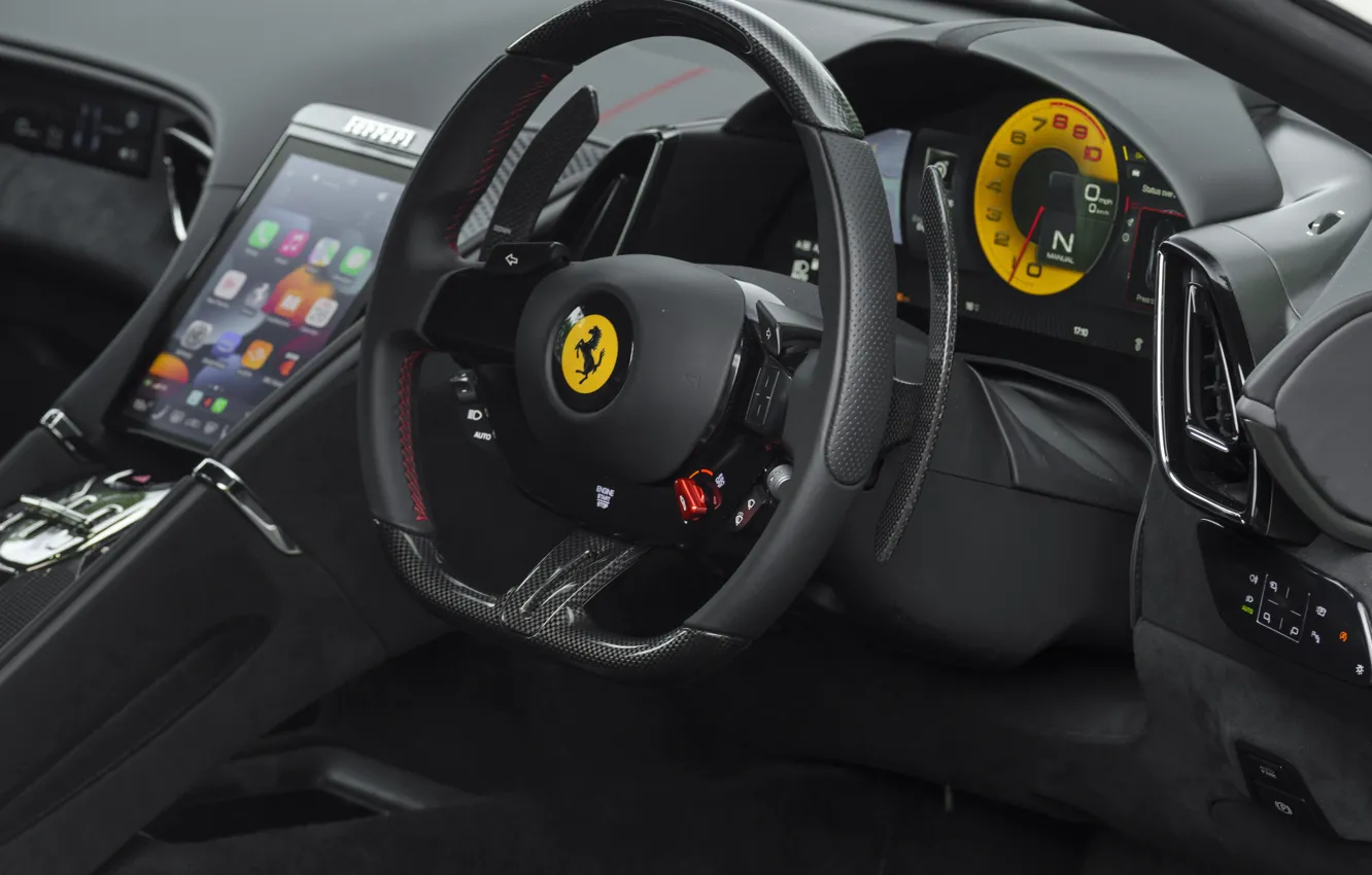 Photo wallpaper Ferrari, steering wheel, Roma, Ferrari Rome