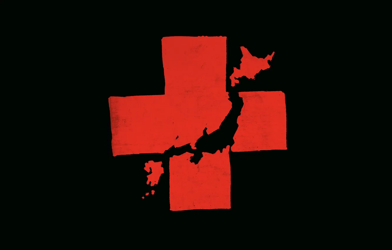 Photo wallpaper humanitarian, tsunami, Japan Relief, red cross