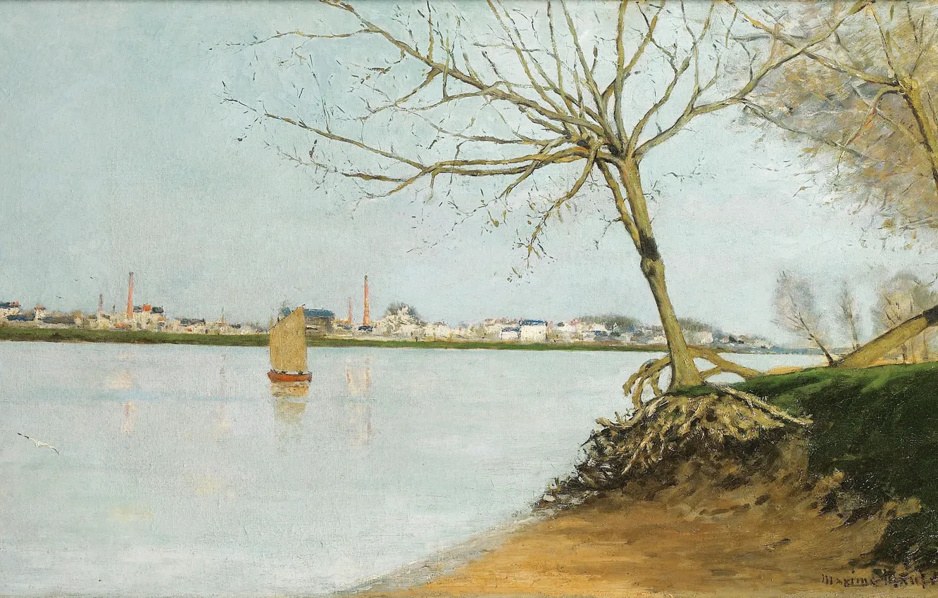 Photo wallpaper landscape, picture, 1889, Maxime Maufra, Maxim Mora, The Banks Of The Loire