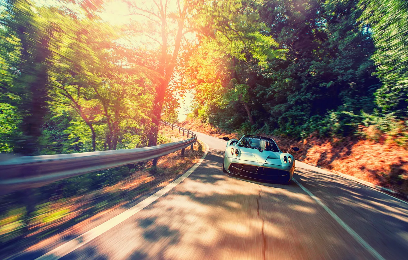 Photo wallpaper road, light, speed, Pagani, To huayr